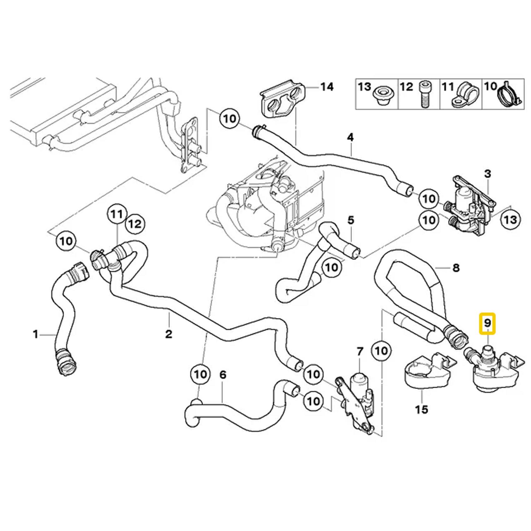 BMW Engine Auxiliary Water Pump 64116988960